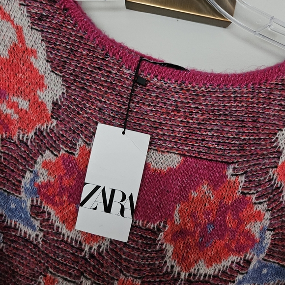 Zara Pink Jacquard Knit Tunic Sweater Dress NWT Size Small - Picture 7 of 16